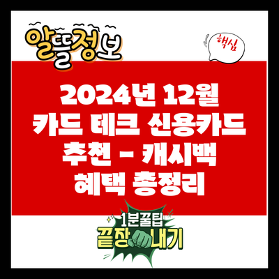 2024년 12월 카드 테크 신용카드 추천 – 캐시백 혜택 총정리