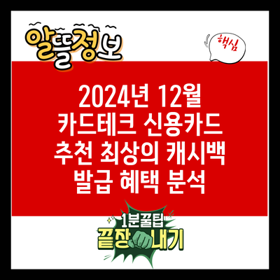 2024년 12월 카드테크 신용카드 추천: 최상의 캐시백 발급 혜택 분석