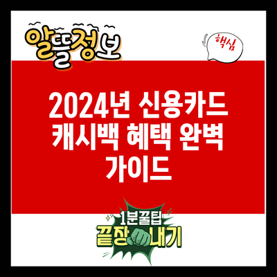 2024년 신용카드 캐시백 혜택 완벽 가이드