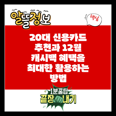 20대 신용카드 추천과 12월 캐시백 혜택을 최대한 활용하는 방법