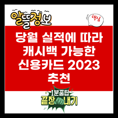 당월 실적에 따라 캐시백 가능한 신용카드 2023 추천