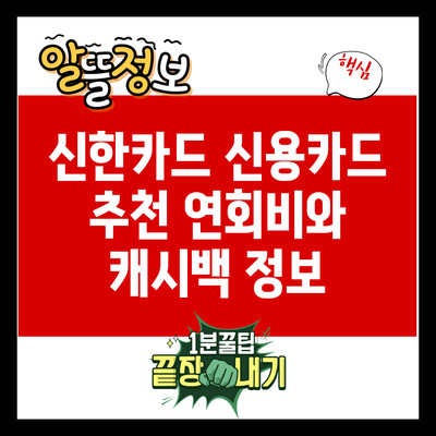 신한카드 신용카드 추천: 연회비와 캐시백 정보