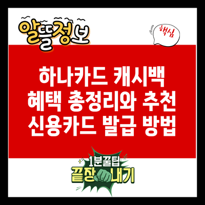 하나카드 캐시백 혜택 총정리와 추천 신용카드 발급 방법