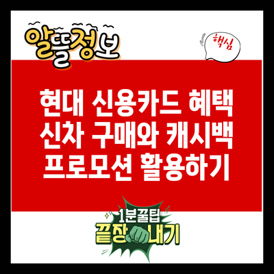 현대 신용카드 혜택: 신차 구매와 캐시백 프로모션 활용하기