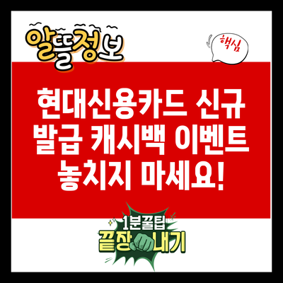 현대신용카드 신규 발급 캐시백 이벤트 놓치지 마세요!