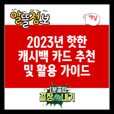 2023년 핫한 캐시백 카드 추천 및 활용 가이드