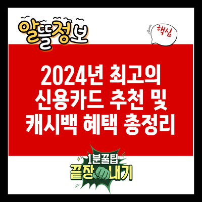 2024년 최고의 신용카드 추천 및 캐시백 혜택 총정리