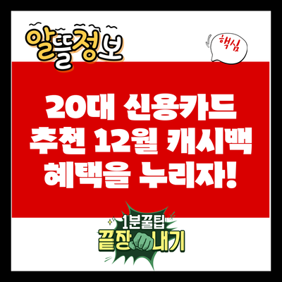 20대 신용카드 추천: 12월 캐시백 혜택을 누리자!