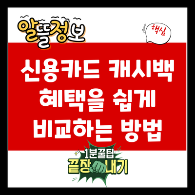 신용카드 캐시백 혜택을 쉽게 비교하는 방법