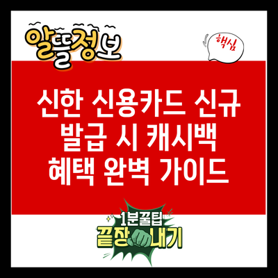 신한 신용카드 신규 발급 시 캐시백 혜택 완벽 가이드