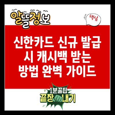 신한카드 신규 발급 시 캐시백 받는 방법 완벽 가이드