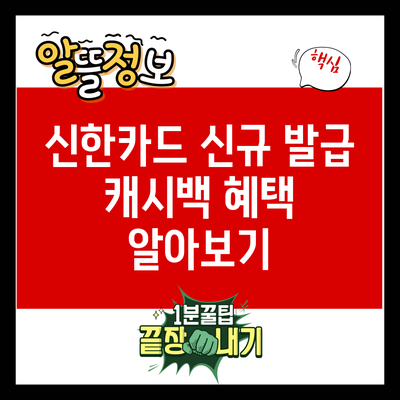 신한카드 신규 발급 캐시백 혜택 알아보기