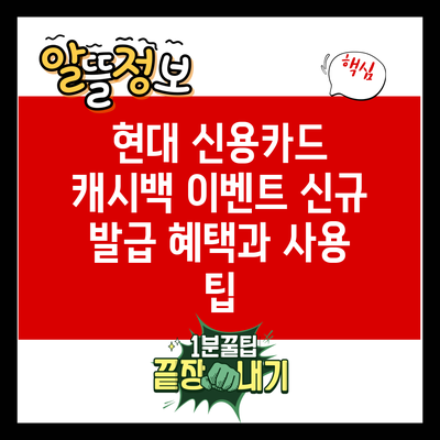 현대 신용카드 캐시백 이벤트: 신규 발급 혜택과 사용 팁